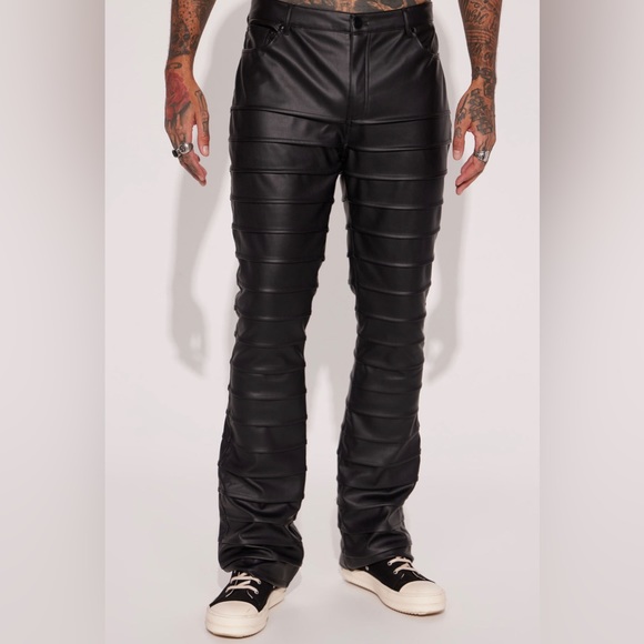 Black stacked flared pants - Picture 2 of 4